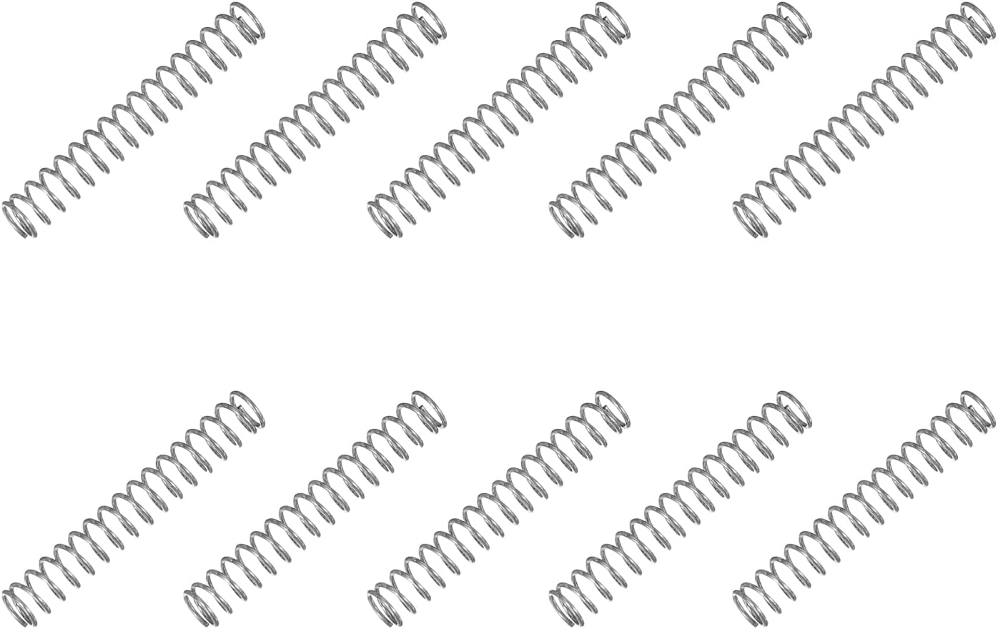 MECCANIXITY Small Compression Spring 4.5 mm OD 0.5 mm Wire Diameter 30 mm Free Length 304 Stainless Steel Extension Spring for Shop Home Repairs DIY Projects (Silver Tone, Pack of 10)