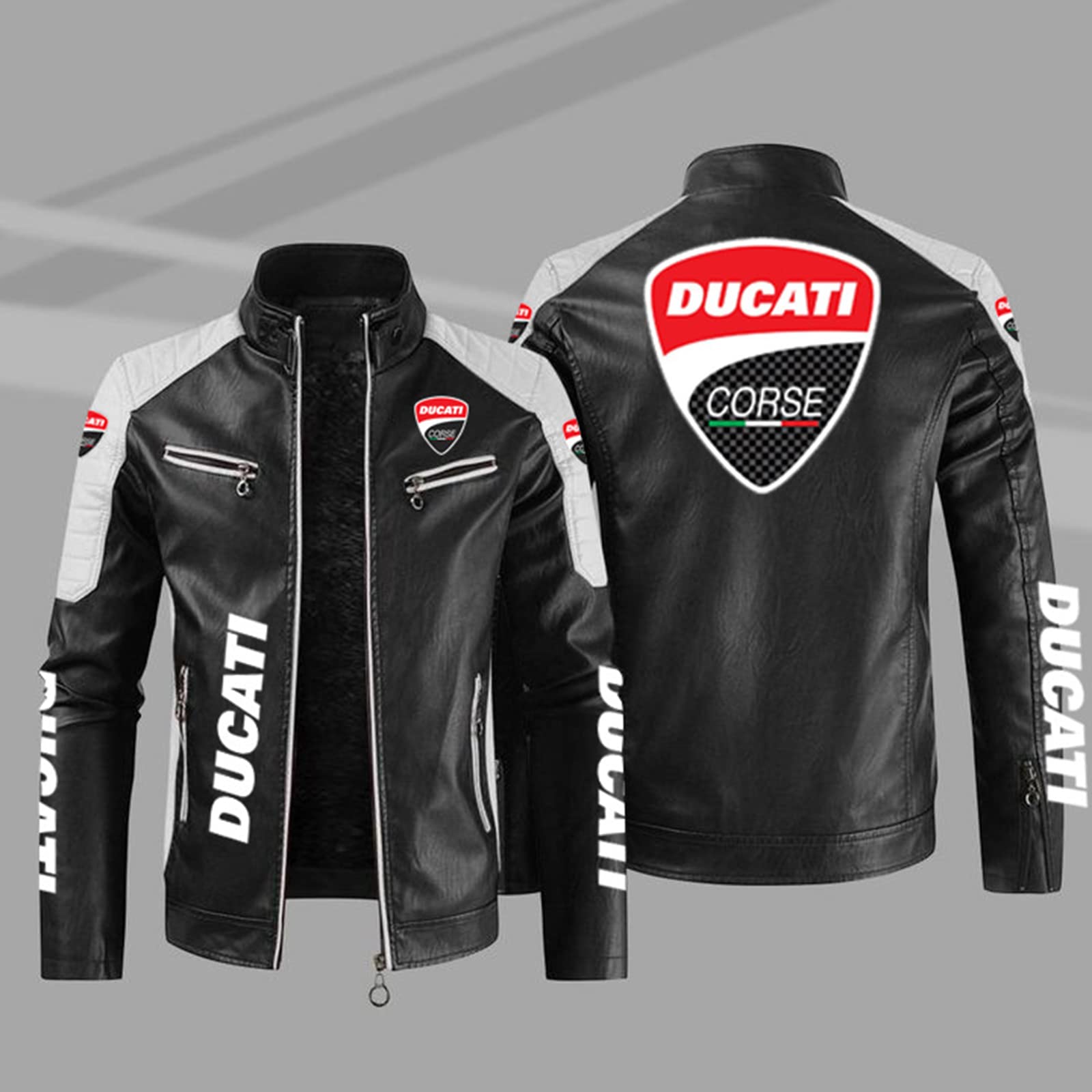 Lederjacke Für Herren: Stehkragen, Herren-Motorrad-Ledermantel, Modischer Stehkragen, Retro-PU-Lederjacke, Einfarbig, Langärmelig, Schmale Passform, Bomberjacke, Gelb, S