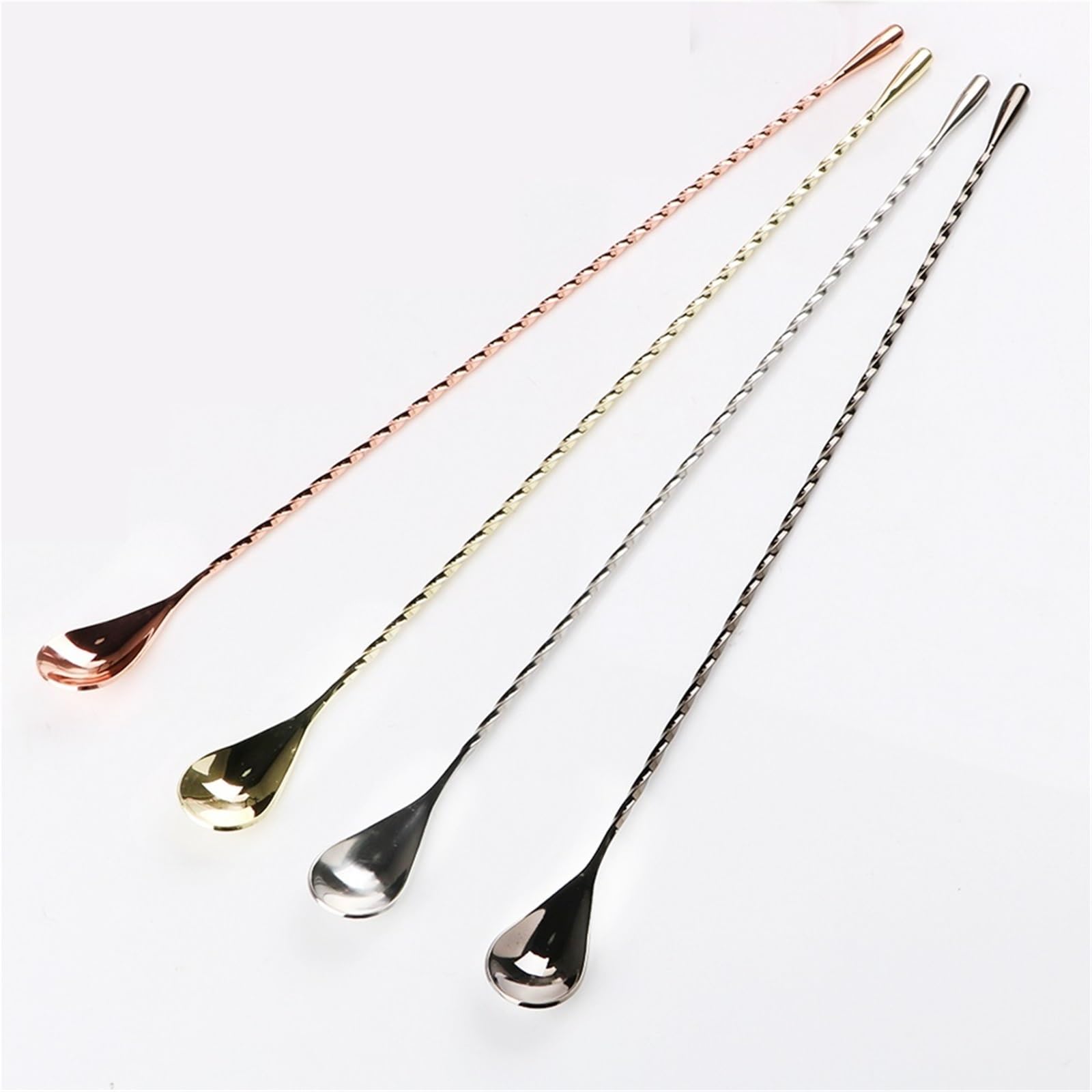 Cucchiaio da bar in acciaio inox da 30/40 cm, a goccia, per mescolare cocktail a forma di goccia, per mescolare bevande a strati