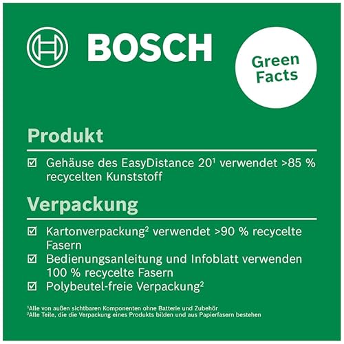 Bosch Laser-Entfernungsmesser EasyDistance 20 (einfache und präzise Messung bis 20 m, Hosentaschenformat, EIN-Tasten-Steuerung, in E-Commerce-Karton)