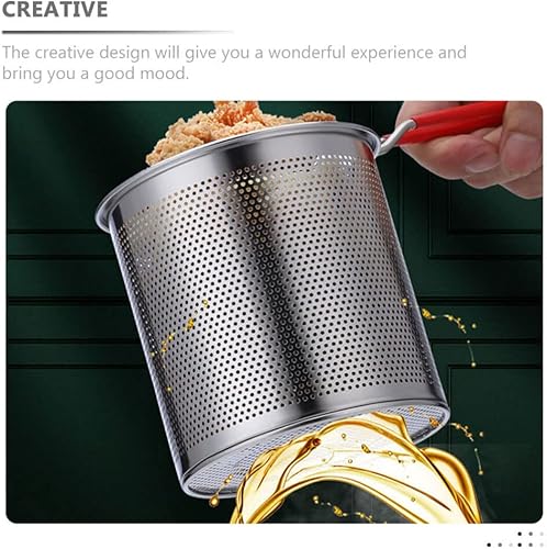 Miniatura 9 de ABOOFAN Olla de acero inoxidable para freír con tapa de cesta, pinzas, pequeña freidora de aceite profunda, olla de cocina de alimentos, freidora de