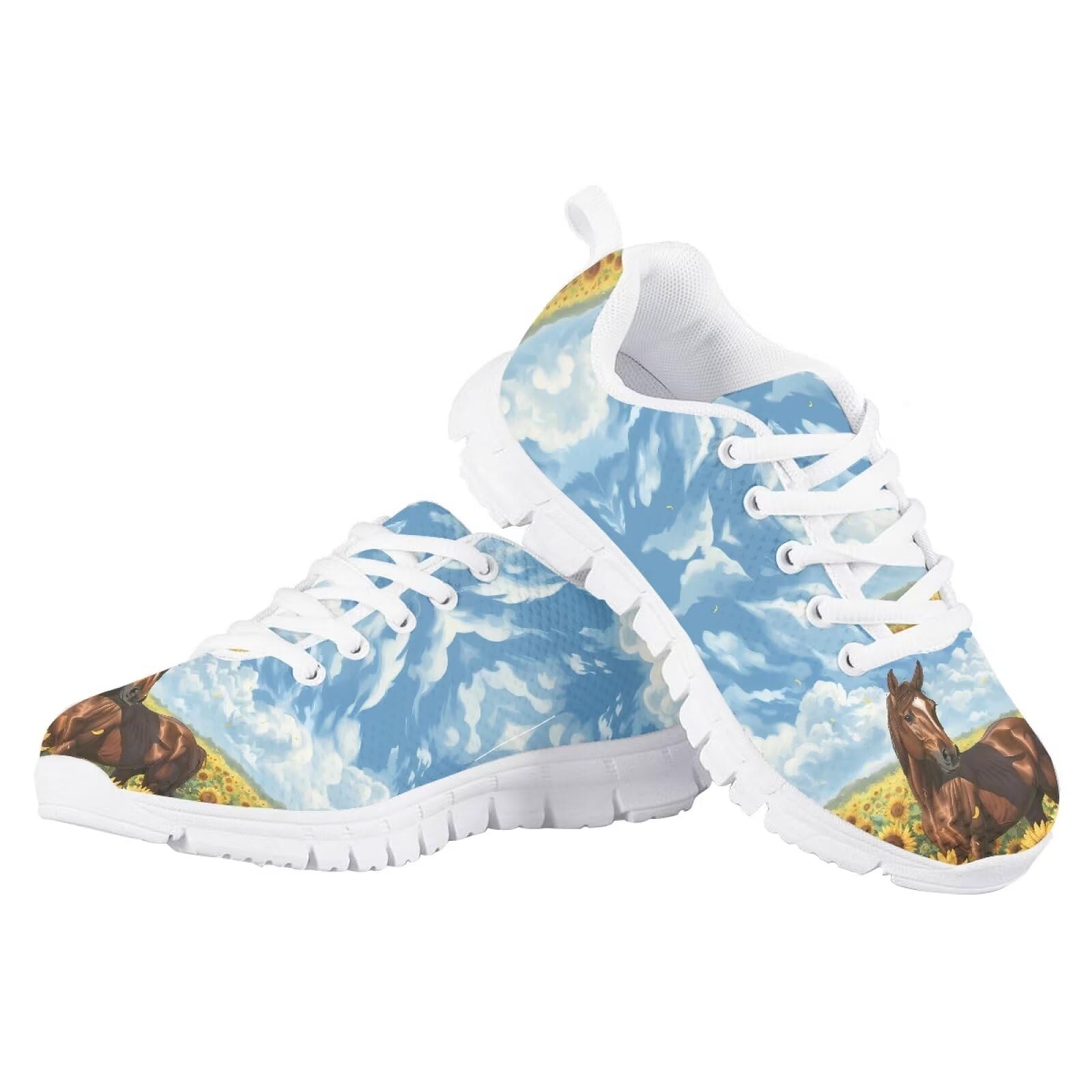 JUDENTIDOS Kids Running Shoes Sunflower Horse Breathable Comfortable Child Sneakers Lightweight Walking Shoes