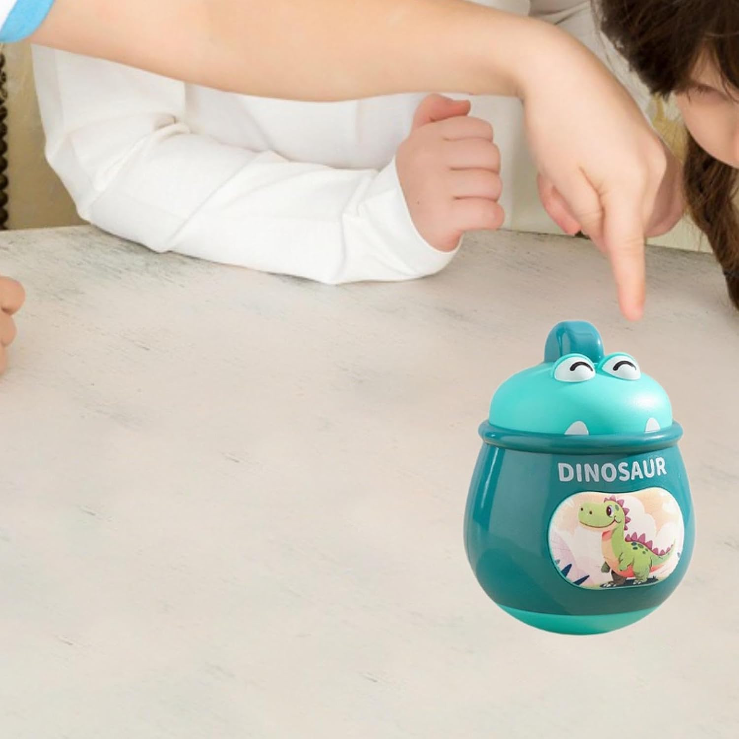 Dinosaur Wobble Toy for Crawling Infants with Rattle and Balance Features, Green