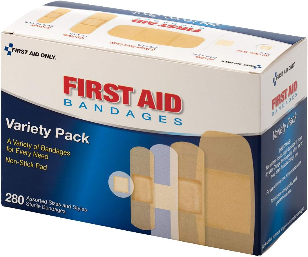 First Aid Only Sheer & Clear Bandage Variety Pack, Assorted Sizes, 280 Count
