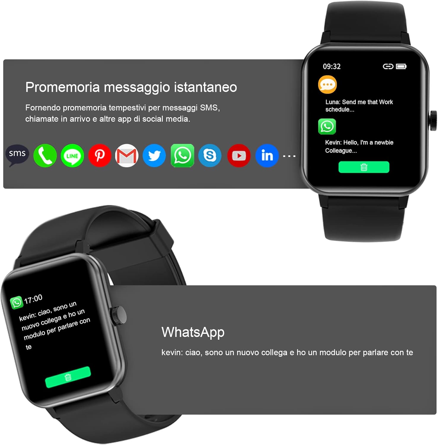 IOWODO Smartwatch Uomo Donna Impermeabile IP68 Smart Watch Donna Uomo con Ossimetro (SpO2) Contapassi Frequenza Cardiaca Calorie Sonno Notifica Messaggio, Schermo 1,69 per iOS e Android (2 Cinturini) IOWODO Smartwatch Uomo Donna Impermeabile IP68 Smart Watch Donna Uomo con Ossimetro (SpO2) Contapassi Frequenza Cardiaca Calorie Sonno Notifica Messaggio, Schermo 1,69 per iOS e Android (2 Cinturini)