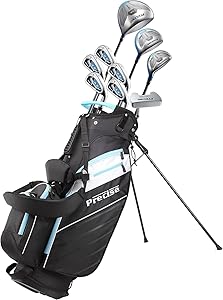 Precise AMG Right-Handed Complete Golf Clubs Set for Petite & Regular Height Women: 460cc Driver, 21° Hybrid, 3 Wood, 6-PW Stainless Irons, Putter, Stand Bag, 3 H/C's | Choose Your Color & Size