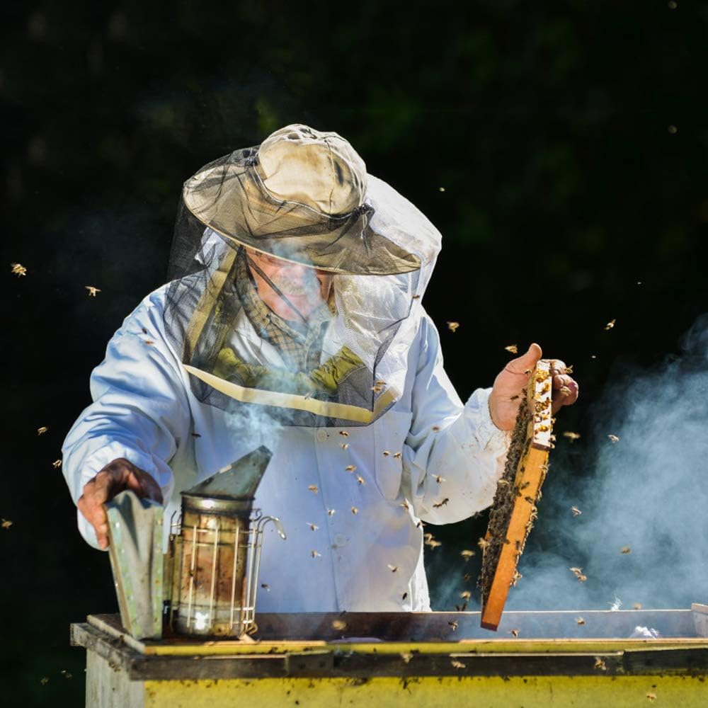 Blisstime Bee Hive Bee Smoker Stainless Steel with Heat Shield Beekeeping Supplies and Equipment