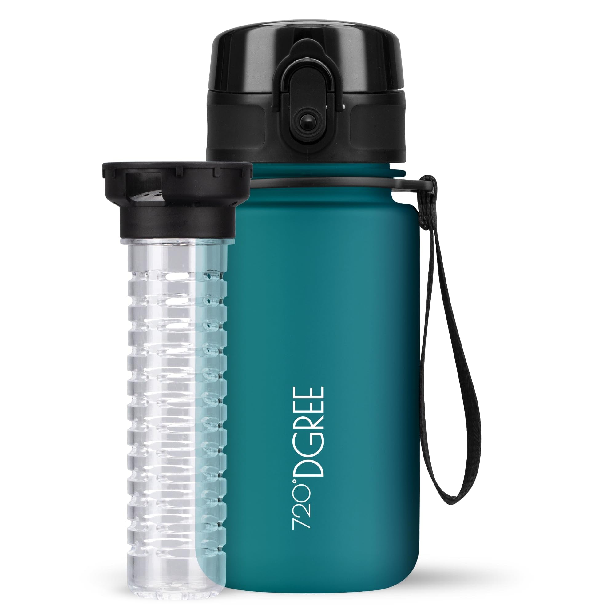 720°Dgree Smaragd Green | Softtouch Kids Water Bottle “Uberbottle“ - 350 Ml Softtouch +Fruit-Infuser - Bpa-Free Tritan, Leakproof, Reusable Drinking Bottle - Waterbottle For Children, Kindergarten, School, Sports, Running
