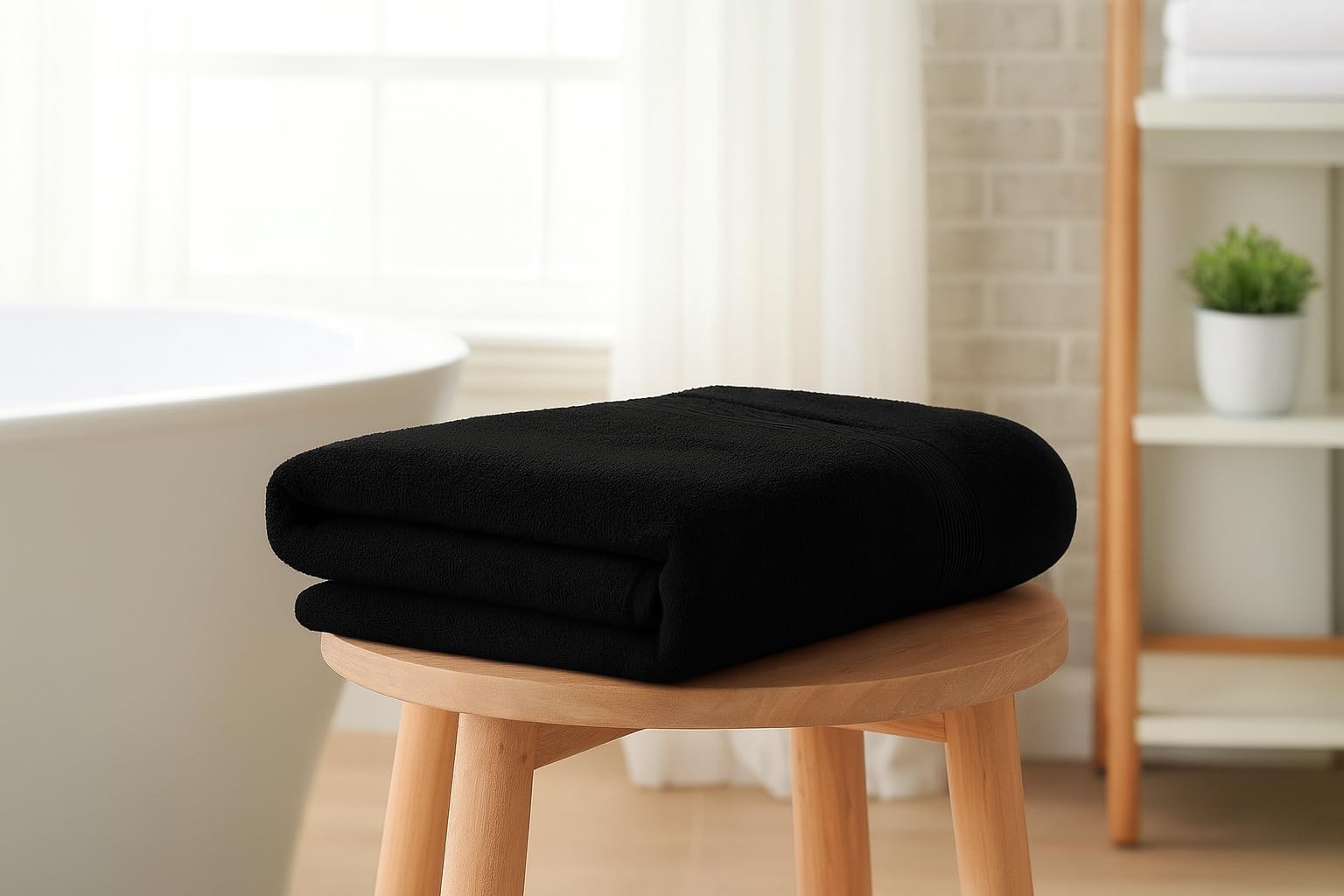 Diamond Tex Extra Large Bath Sheet Towel Set with Hanging Loop, Egyptian Cotton 600 gsm Water Absorbent Bath Towels (Black 90 x 180 cm)