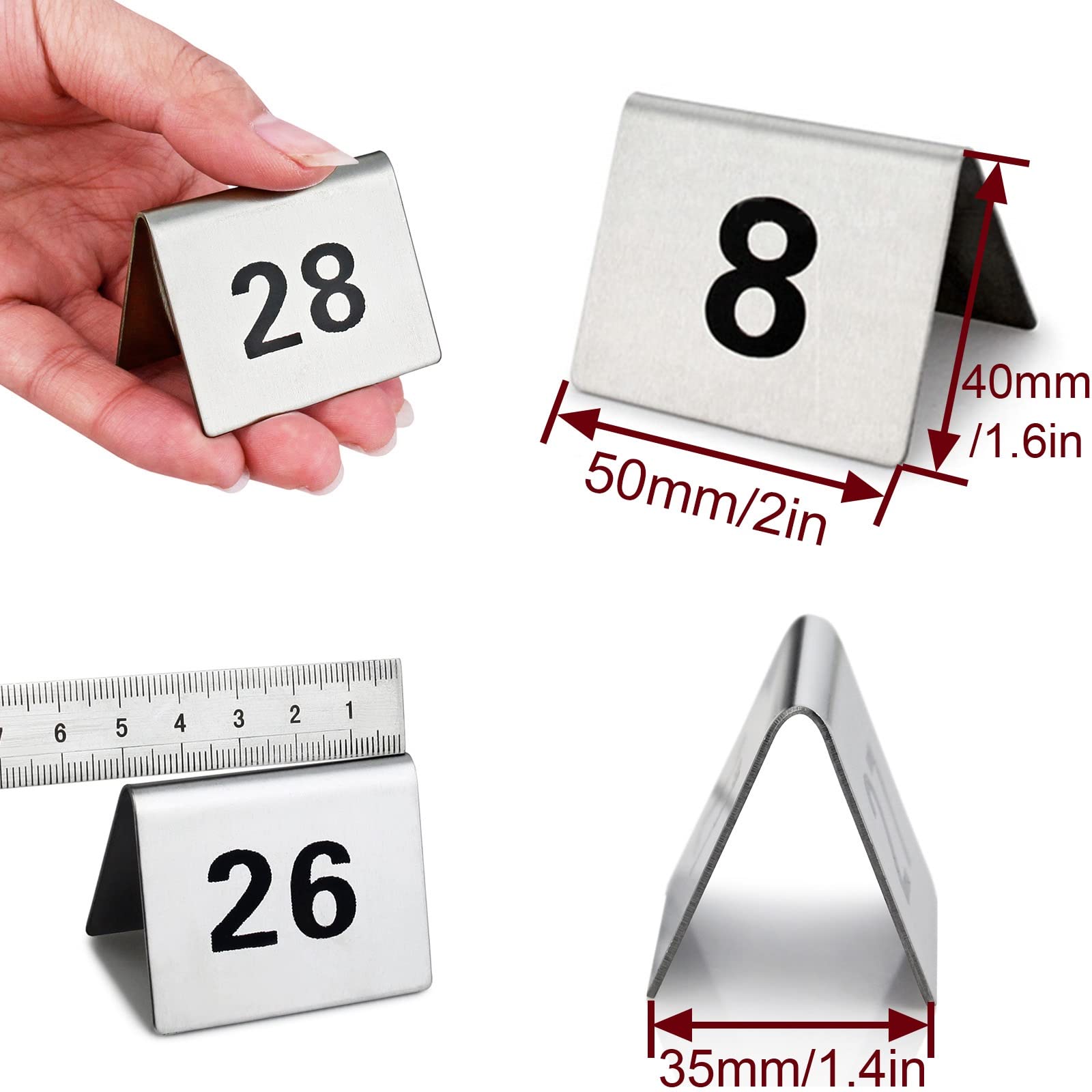 números de mesa, Tarjetas De Mesa, Digital, Negro, Apilable, Restaurante(50pcs)