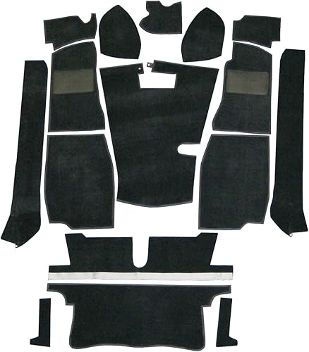 Kit completo de alfombras de repuesto negro (trajes MG MGB Roadster)