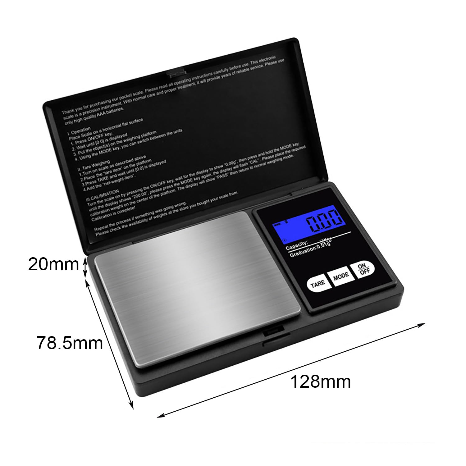 GeekerChip Balance de Precision 500g/0.01g Écran LCD Rétroéclairé Balance de Cuisine Numérique avec Tare