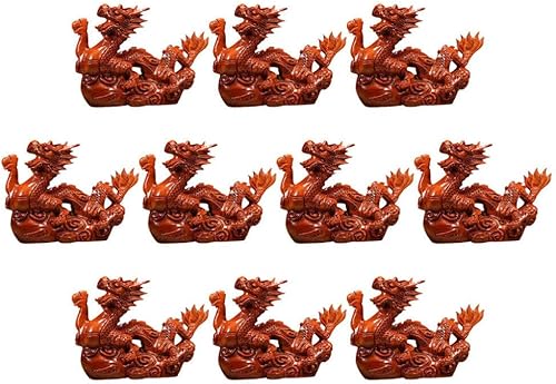 Estatua de dragón chino de madera Fengshui de 3.9 in, mini 2024 Año del Dragón, figuras de dragón del zodiaco chino escultura de dragón tallada a