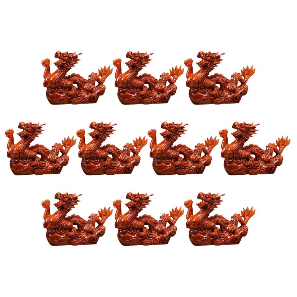Figurine dragon en bois sculpté main pour une décoration authentique de style fengshui chinois