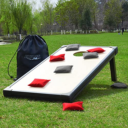 Jmexsuss Weather Resistant Standard Corn Hole Bags, Set Of 8 Regulation Professional Cornhole Bags For Tossing Game,Corn Hole Beans Bags With Tote Bag(Red/Grey) #TOP2