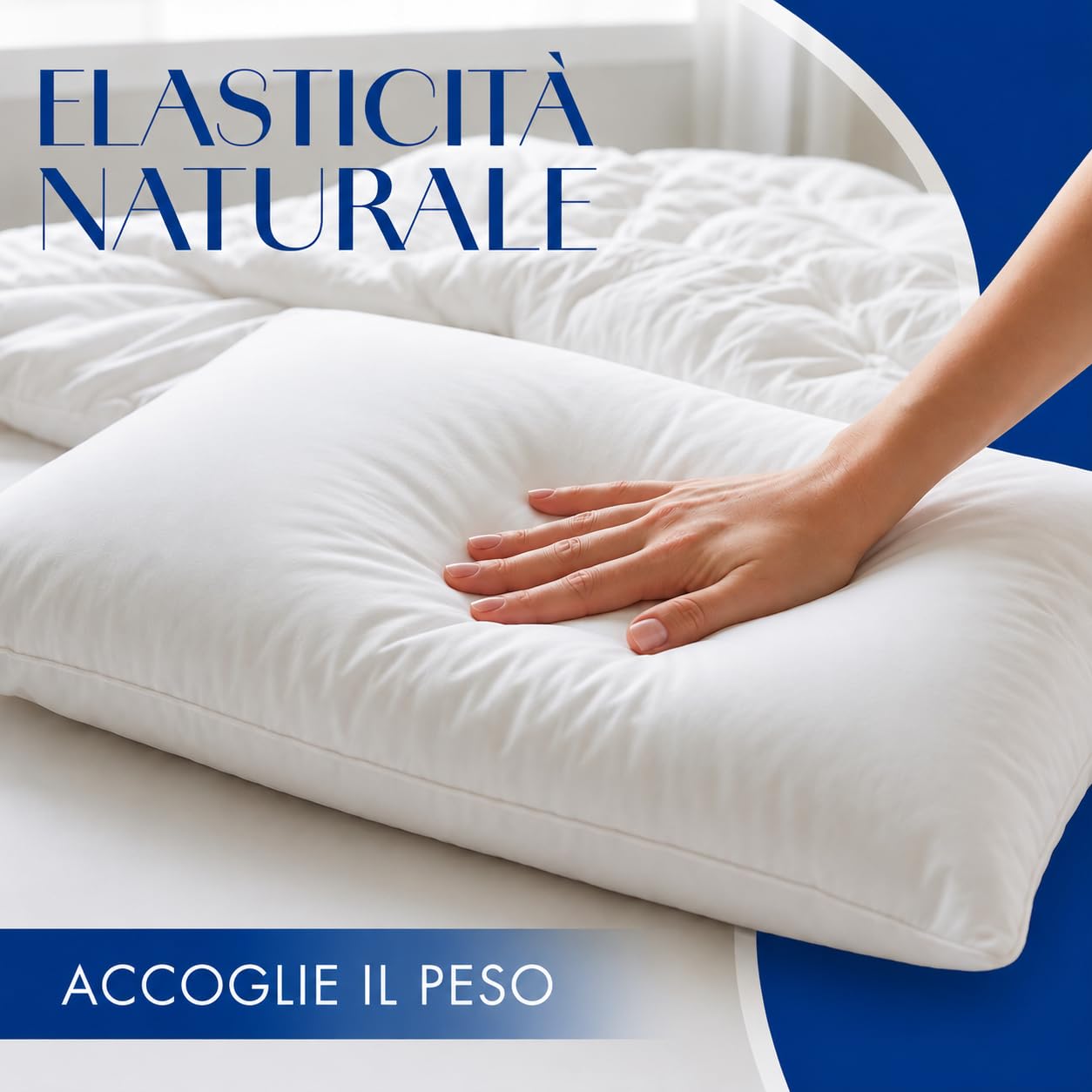 Cuscino Letto 40x70 cm in Nanofibra Ultrafine Effetto Piuma, Guanciale Morbido per Dormire in Cotone Naturale, Cuscino da Letto Antiacaro, Ergonomico e Traspirante Lavabile, Bianco