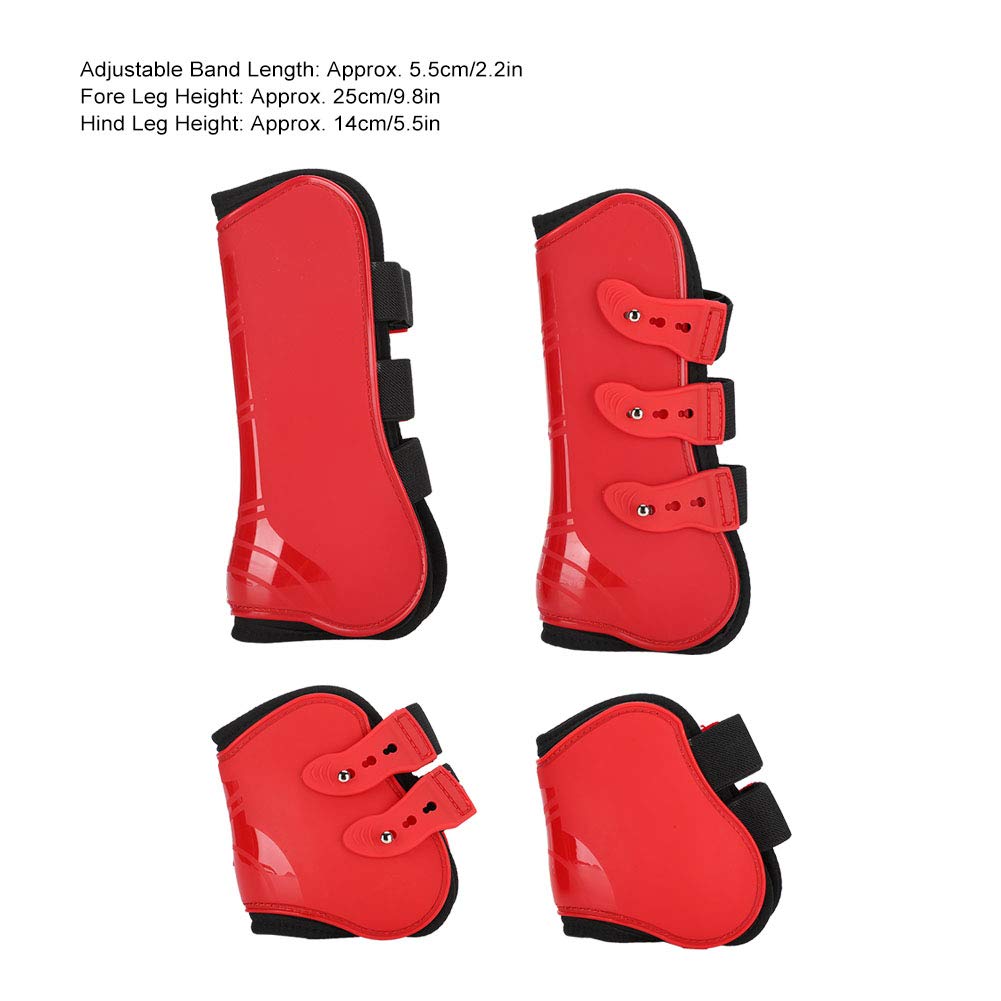 Set Protezioni per Le Gambe del Cavallo Protezioni per Le Gambe Durevoli e Regolabili per Gli Appassionati di Equitazione Neoprene PU Rosso 4 Pezzi