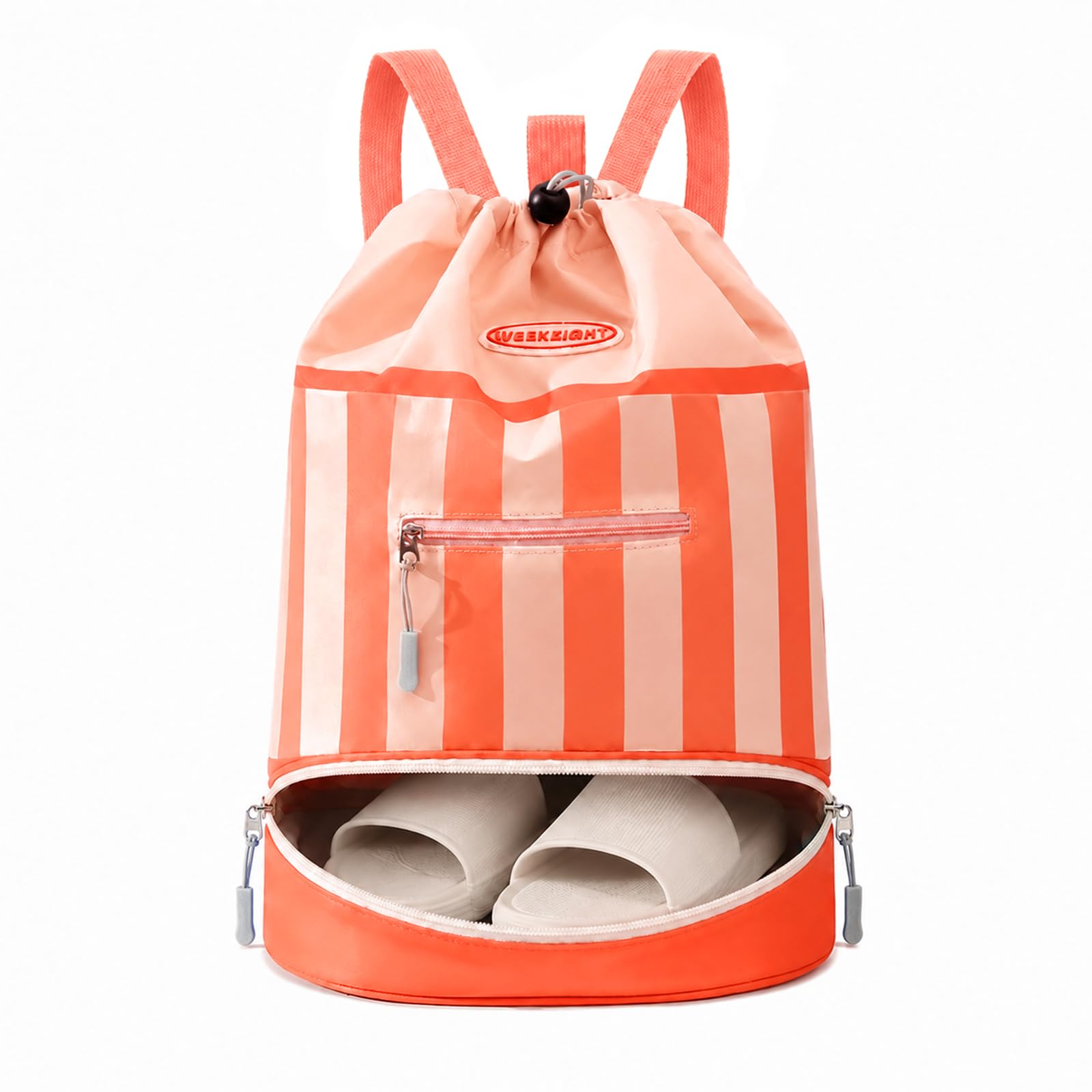 dellyy Mochila de Natación para Niños, Mochila Piscina Niña Impermeable con Compartimento para Zapatos, Bolsa de Natación für Pool, Strand und Reisen (Polvo de naranja)