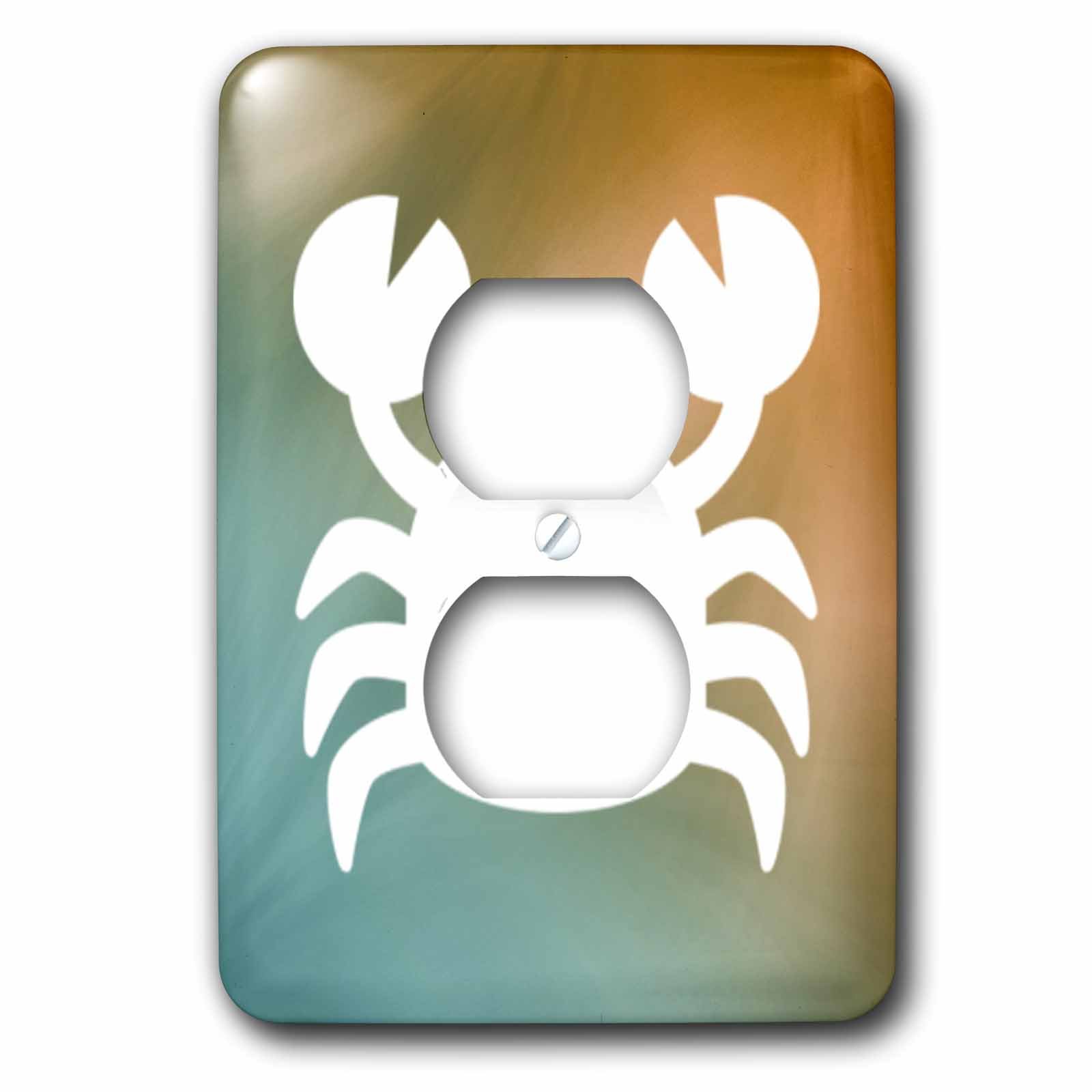 Crabe blanc sur fond aqua et ambre pour habiller 2 prises de courant murales