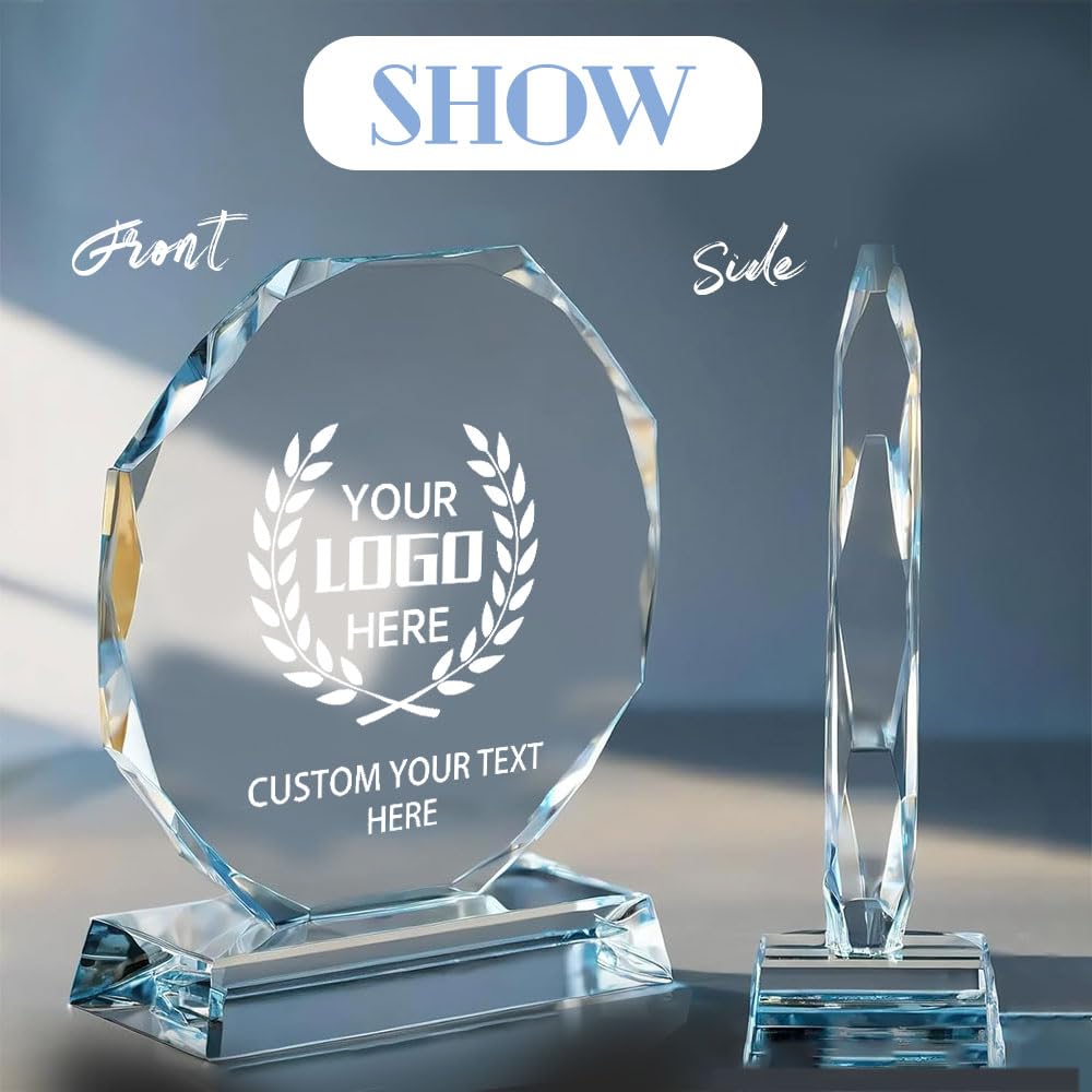 Trofeo de Cristal Personalizado con Grabado Profundo, para Eventos Empresariales y Deportivos