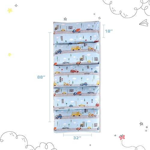 Miniatura 5 de Boston Linen Co. - Funda de almohada de suelo para niños, funda de cama Roadster Roar tumbona para niños y tumbona de almohada para lectura, tiempo