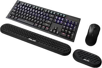 Elzo Keyboard Wrist Rest, Keyboard Cushion, Water Ripple Pattern Design, Memory Foam Material, Reduces Fatigue, Memory Foam Cushion, Ergonomic Design, Armrest, Anti-Slip Base, Computer Cushion, Stress