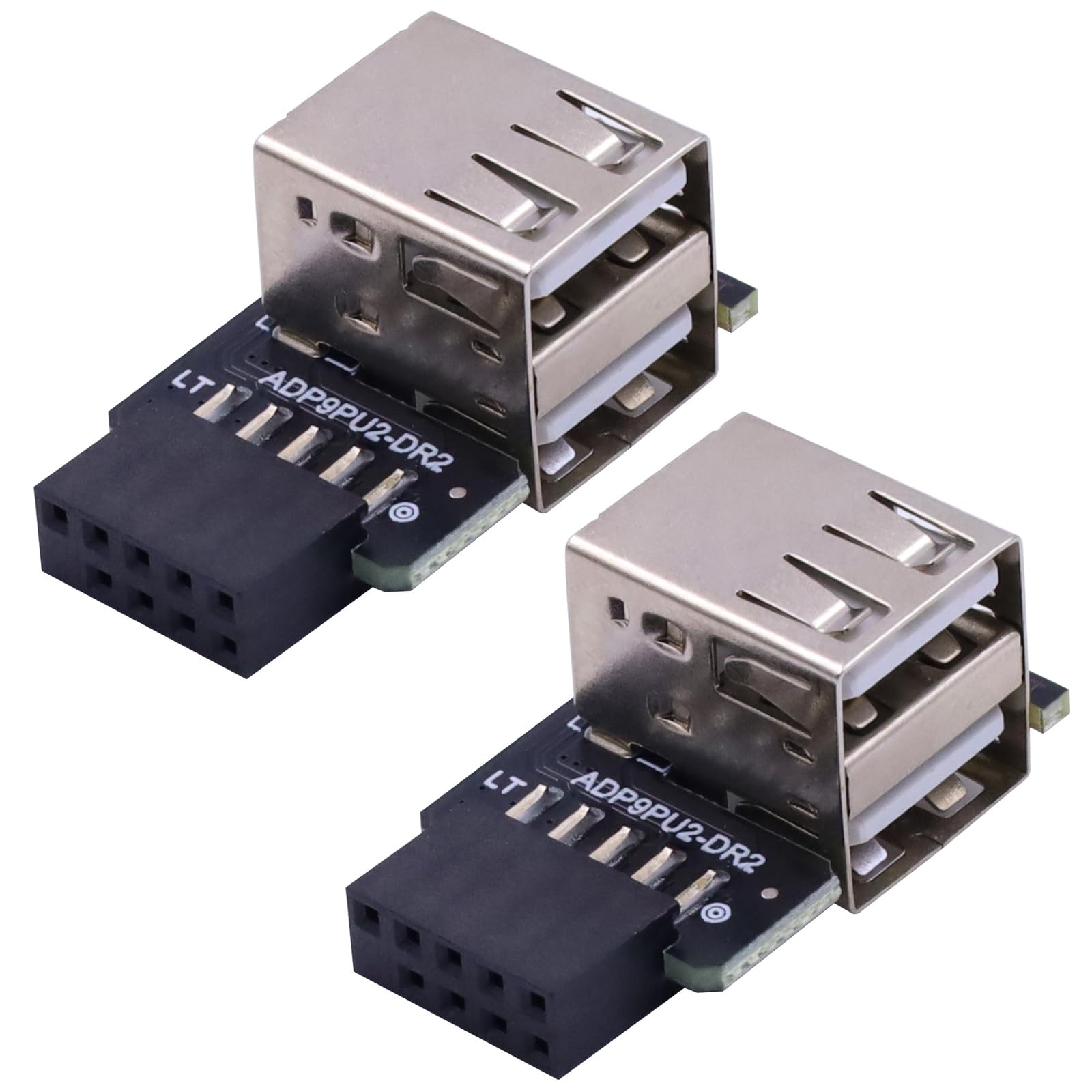 Poyiccot 9pin USB 2.0 – Cabezal de placa base hembra a puerto USB 2.0 tipo A, adaptador de extensión interna USB de ángulo recto d