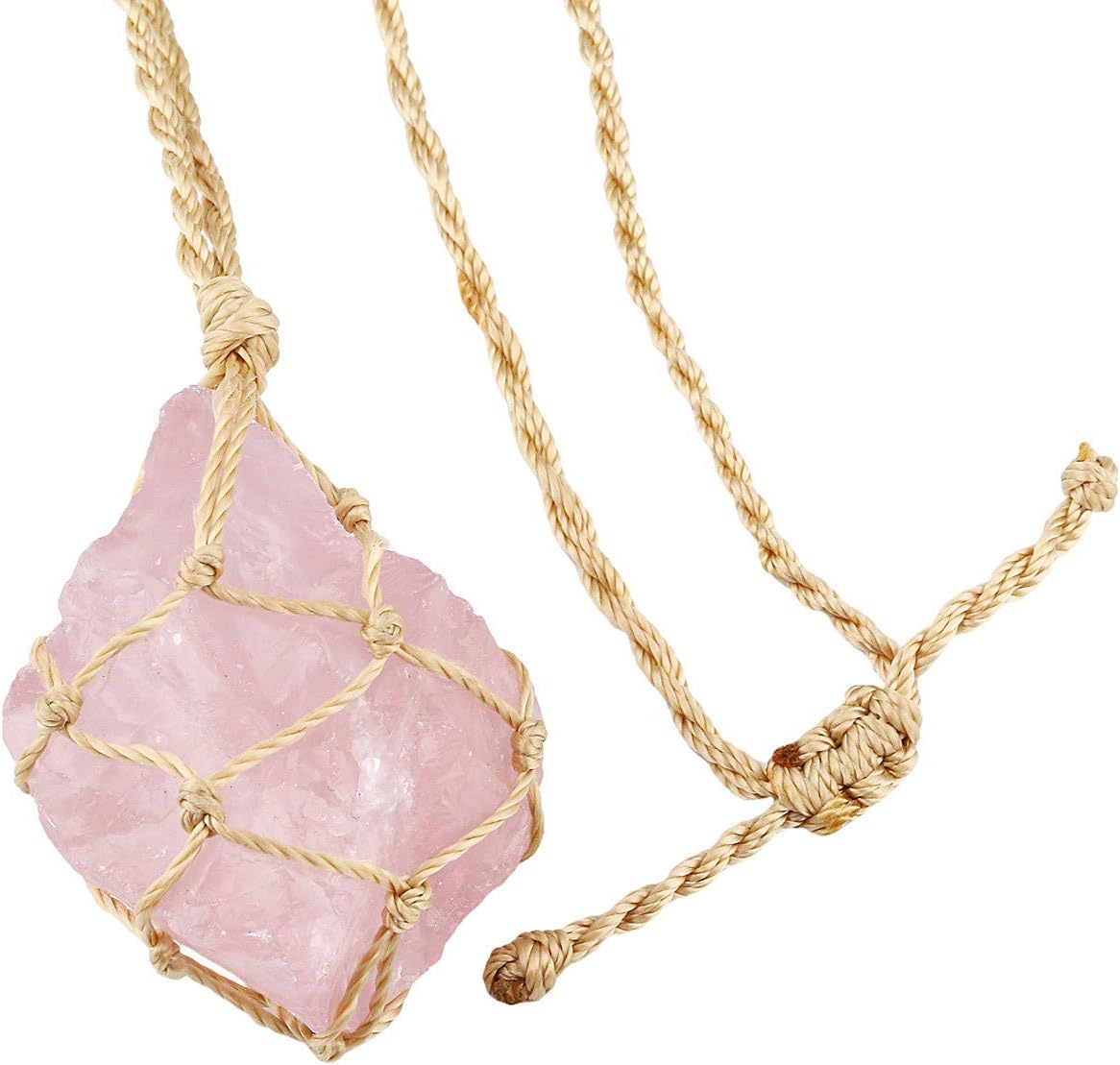 TUMBEELLUWA Natural Gemstone Necklace Braided Irregular Raw Stone Healing Crystal Rough Pendant for Women - Image 3