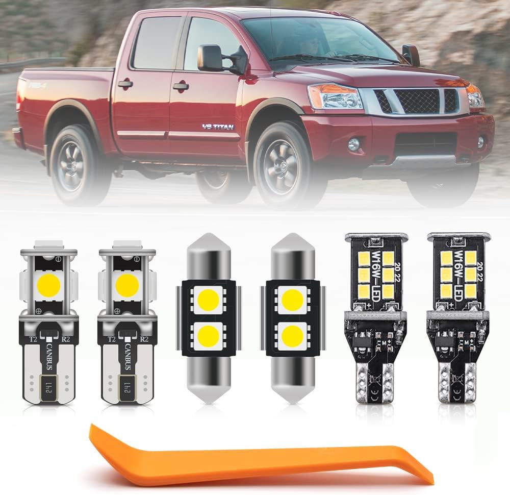 15pcs White LED Interior Lights Bulb Kit for Nissan Titan 2004 2005 2006 2007 2008 2009 2010 2011 2012 2013 2014 2015 Super Bright 6000K Interior LED Map Dome Cargo Light Bulbs Kit