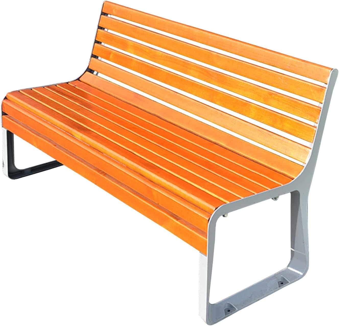 Outdoor Bench cast Aluminum Bench Solid Wood 2-Seater backrest Chair Antiseptic Wood Long Bench Row Chair Garden Rest seat(120 * 57cm)