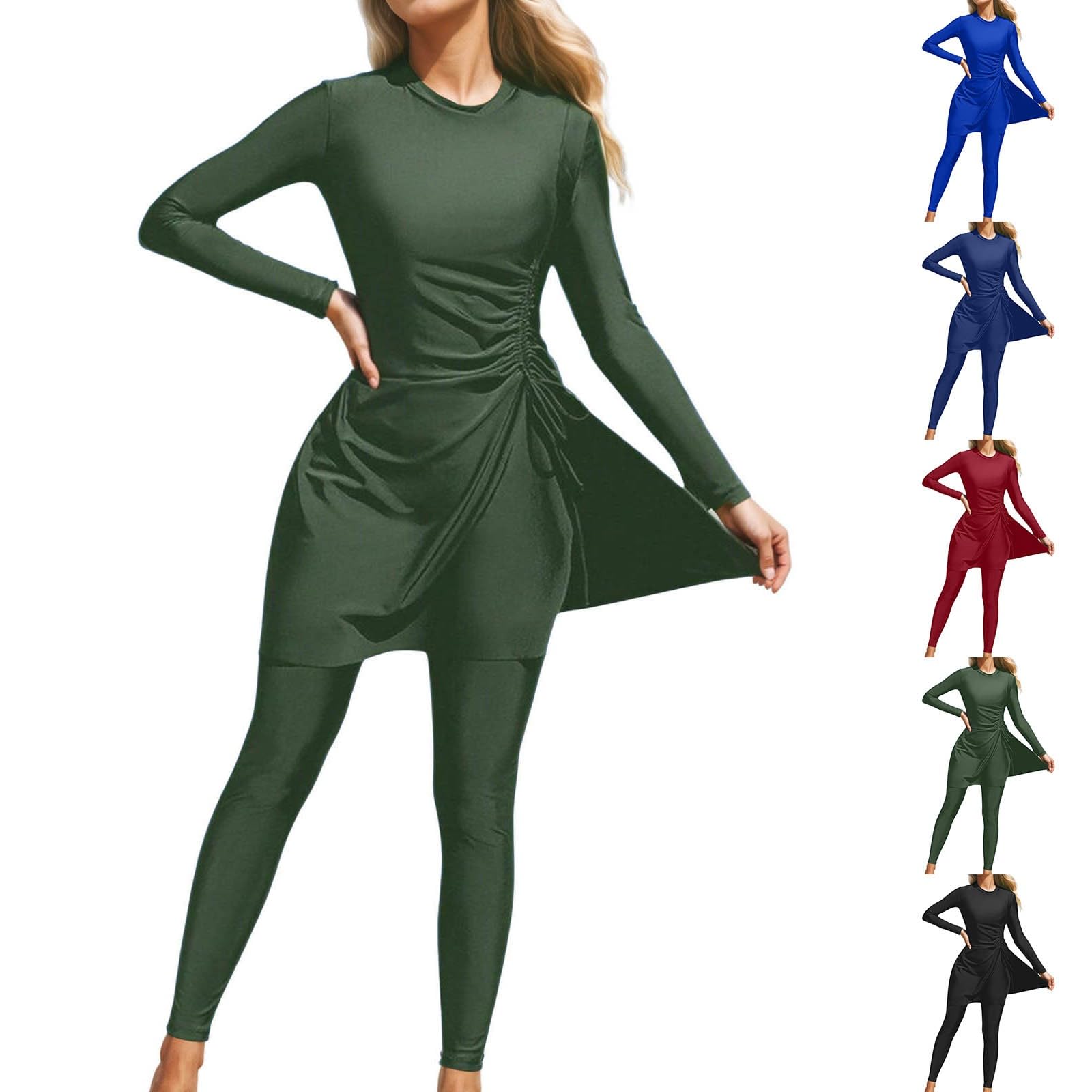 Generisch Protezione solare Musulmano Costumi Da Bagno Donna Femminile Due Pezzi Costume Da Bagno Manica Lunga Spiaggia Estate Burkini Donne Costume Da Bagno Con Pieghevole Bikini Traspirante