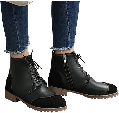 Amazon.com: siilsaa Botas de tobillo para mujer, botines de moda planos,  casuales, punta redonda, con cremallera, zapatos occidentales : Ropa,  Zapatos y Joyería