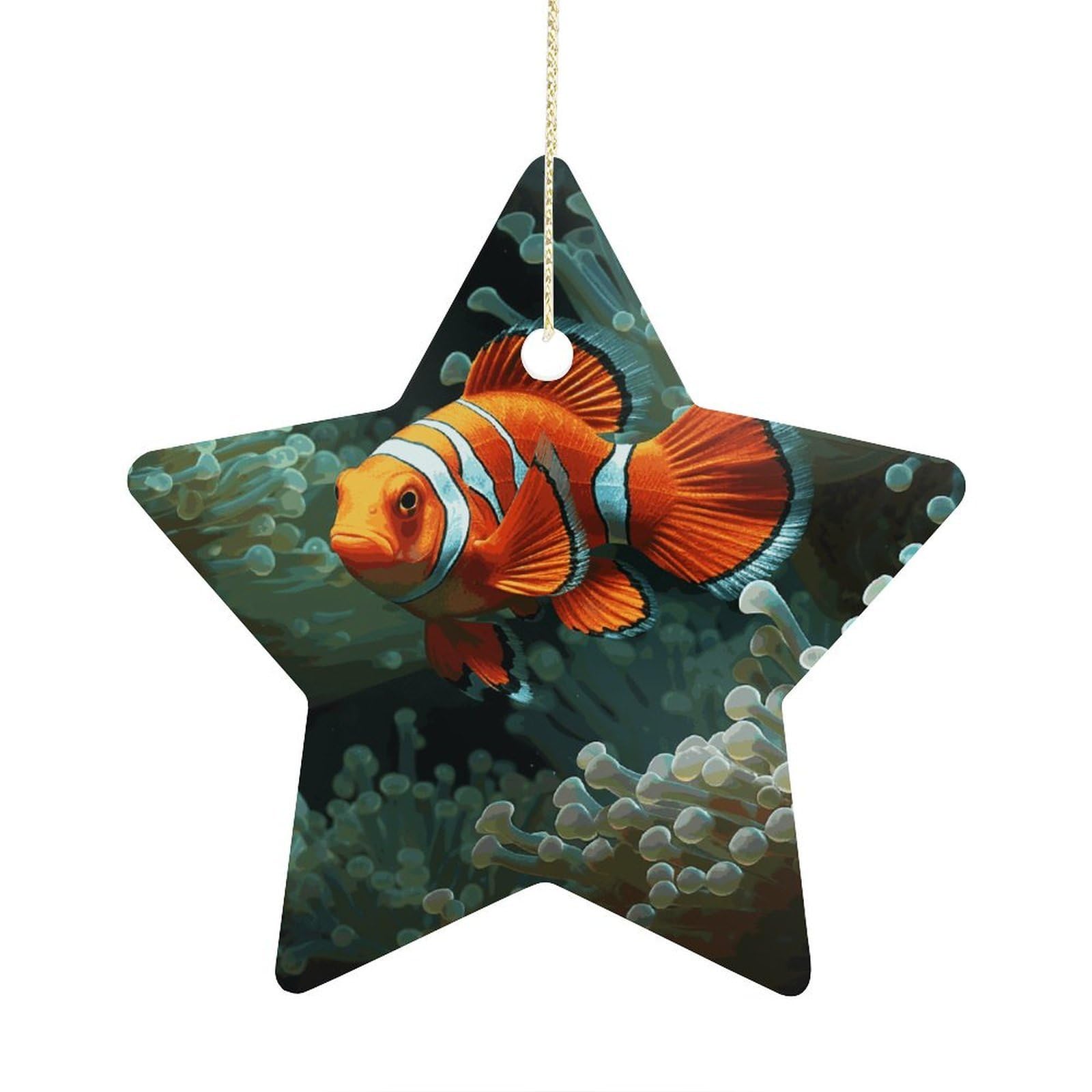 Fodpand Women's Style Fish Background Ornament With String, Keepsake Hanging Decorations,Ceramic Ornaments For Men Indoor Home Holiday Party Gifts