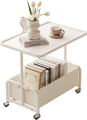 Mesa Auxiliar Sofá Mesa Para Cama Pequeña con Ruedas Mesita Portatil Bandeja Sofá Mesas Auxiliares de Café Multifunción con Espacio de
