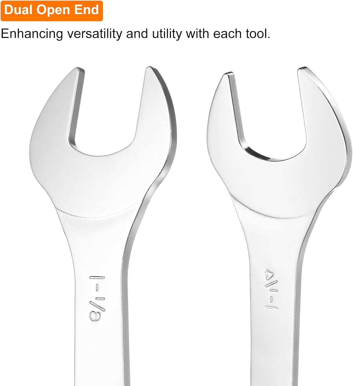HARFINGTON 2pcs Thin Open End Wrenches SAE, 1 1/8x1 1/4 Inches, Slim Wrench Tool for Tight Spaces Repair