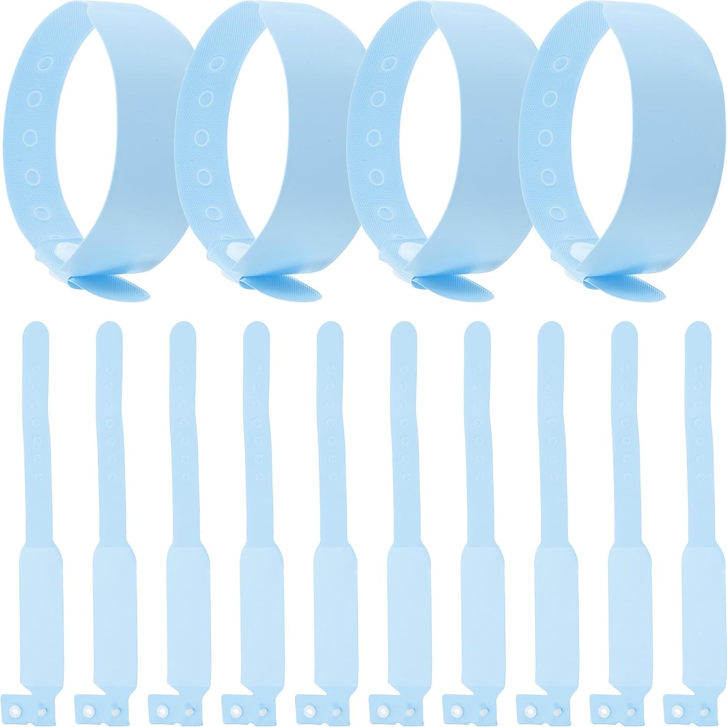 100pcs Disposable Writable PVC Identification Wristbands for Newborns Blue Adjustable Hospital Id Bracelets for Patient Safety