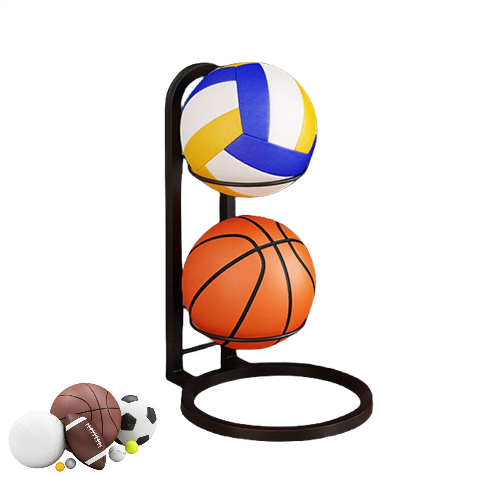 Espositore multifunzione per palloni da pallavolo in ghisa resistente, multi-strato, per palloni sportivi e elegante supporto per palline