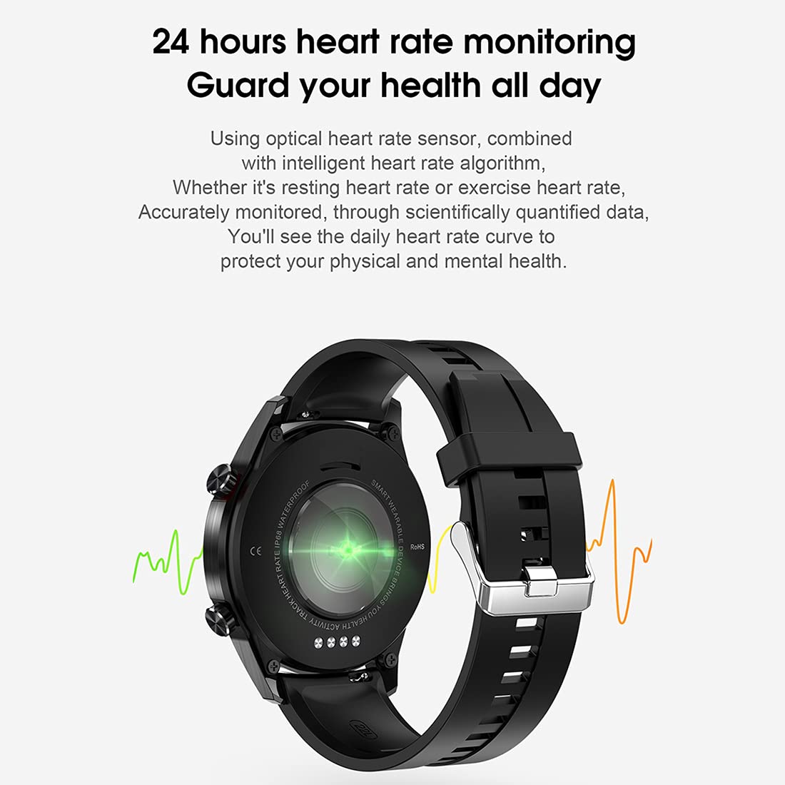 Inteligentny zegarek, zegarki z systemem Android i iOS 1,3 cala, ekran dotykowy, fitness, sport, IP68, wodoodporny, pulsometr, monitorowanie snu, stoper, krokomierz, monitor aktywności, dla