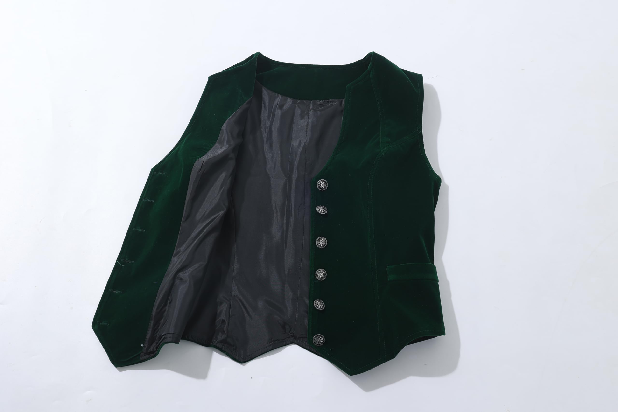 BPURB Vintage-Samt-Weste für Damen, V-Ausschnitt, bauchfrei, ärmellos