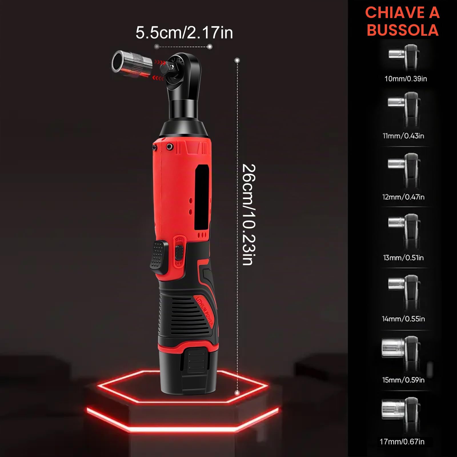 12V Chiave a Cricchetto a Batteria, 3/8'' Chiave a Cricchetto Elettrica Senza Fili Set da 35N.M, con 2 batterie da 1500 mAh et 7 Chiavi per Riparazione Auto, condutture