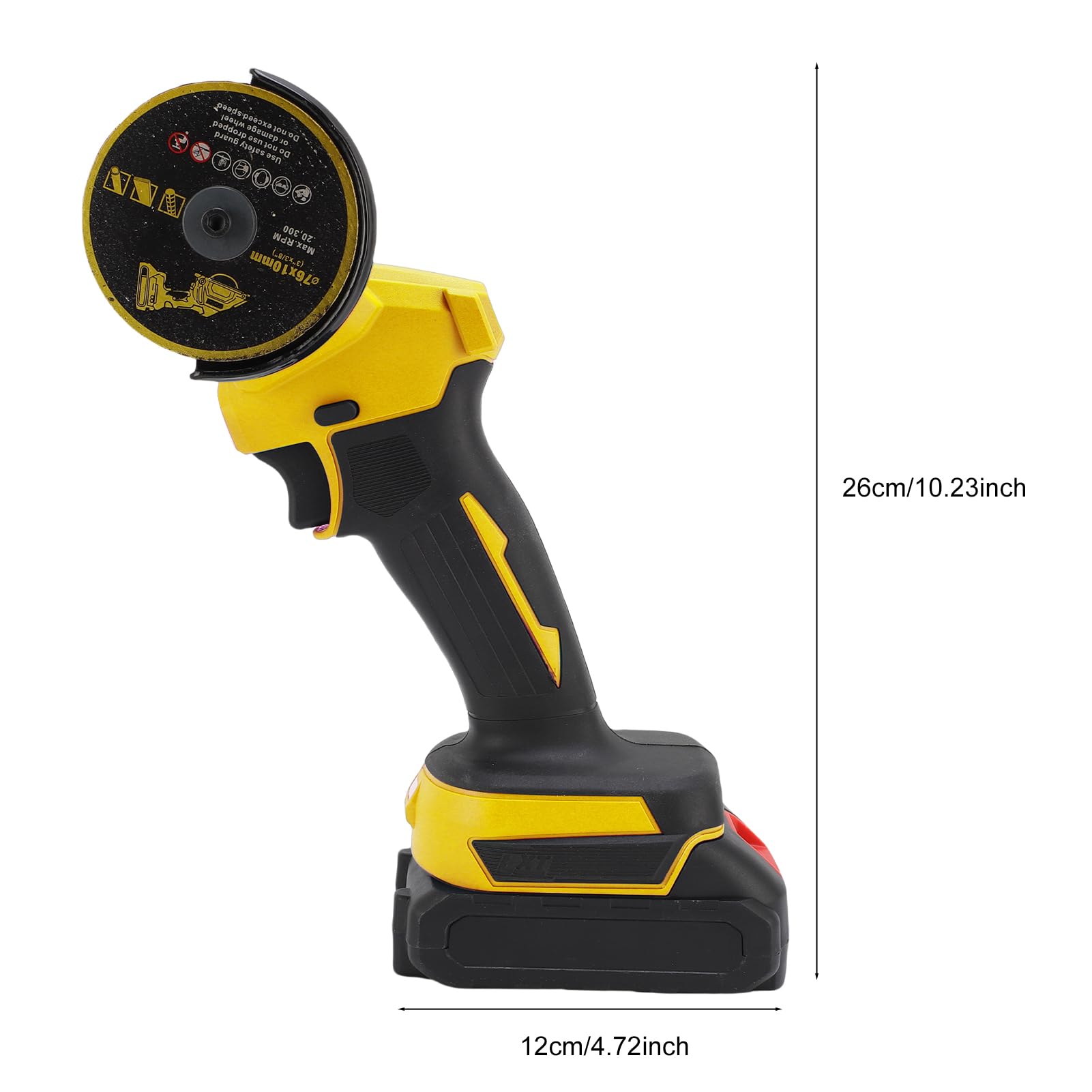 Smerigliatrice angolare a batteria 21V, display digitale, 4 dischi (Giallo - Spina UE 100-240 V)