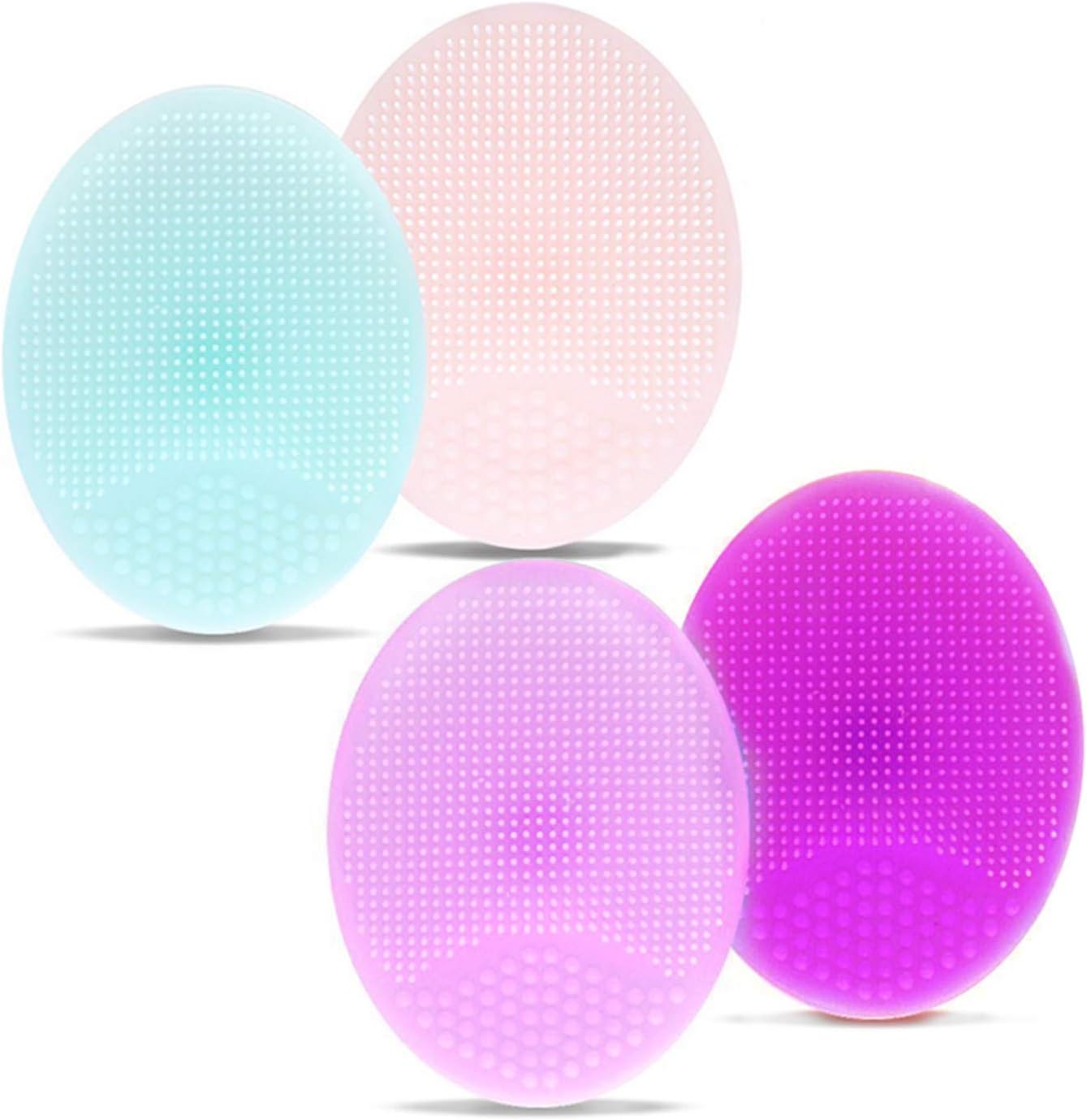 4 Pcs Facial Cleansing Brush Silicone Exfoliating Blackhead Anti-Aging Facial Massage Brush for All Skin Types