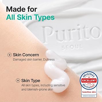 PURITO Panthenol 10% Post-Acne Cream Moisturizer for Blemish Marks Barrier Repair Silicone-Free Non-Comedogenic Fragrance-Free Vegan & Cruelty-free Korean Skincare 100mL 3.38 fl.oz Repairs the skin barrier moisturises for blemished skin non-comedogenic & vegan
