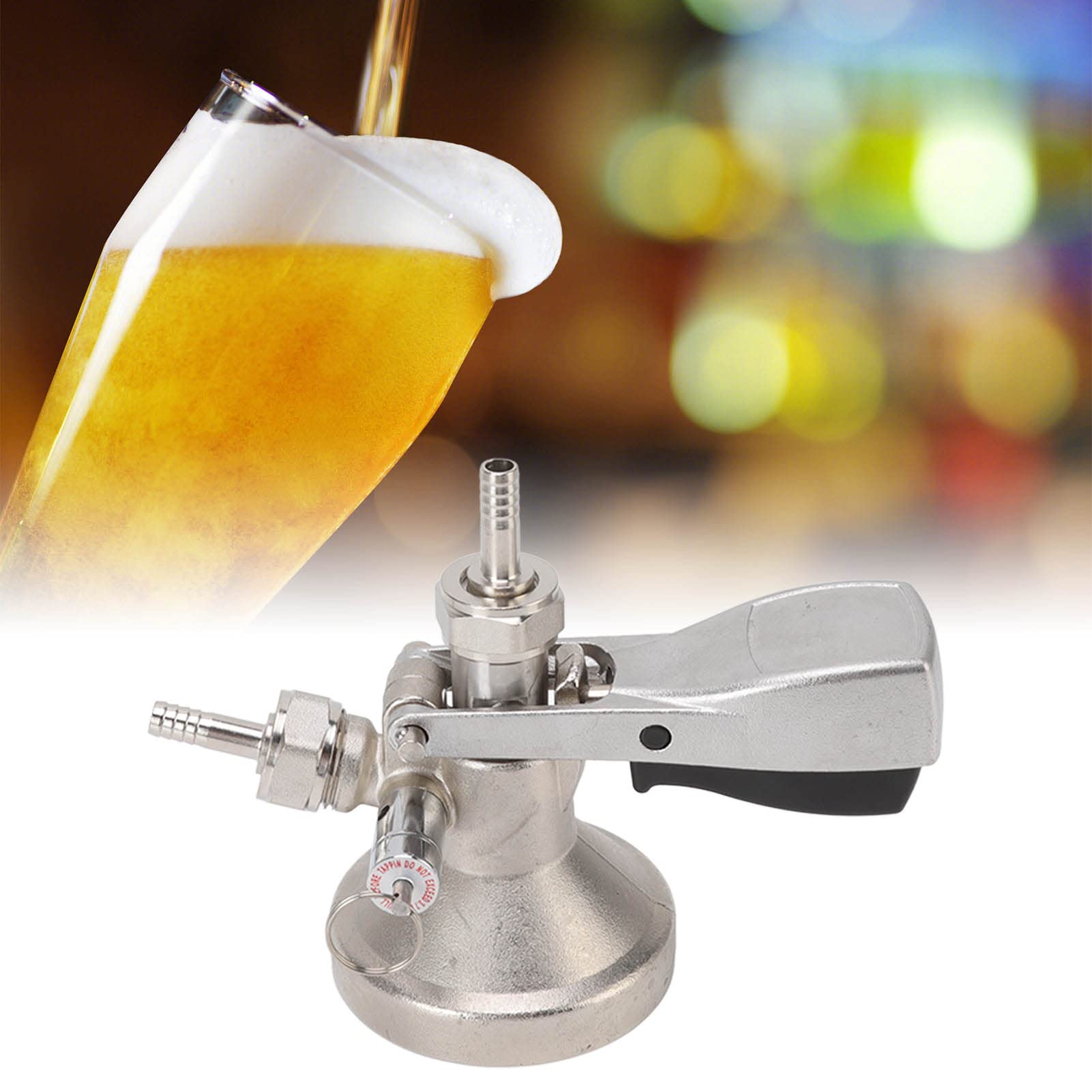 Fasskupplung, G5/8 G Typ Bierfass Zapfhahnspender mit Edelstahlsonde, Heim Bar Brauzubehör