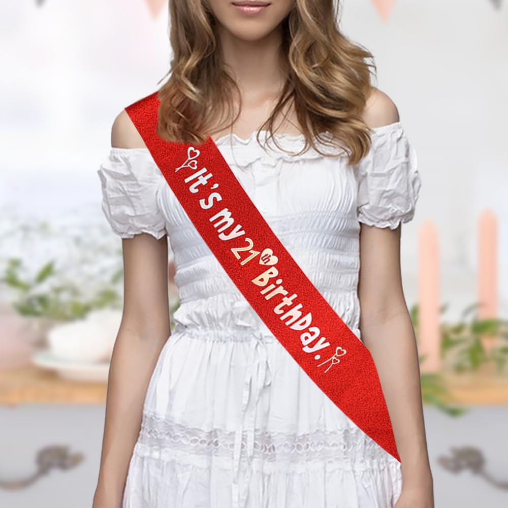 Tiara De Cumpleaños Número 21 Para Niñas: Corona De Princesa Con Diamantes De Imitación, Banda De Feliz Cumpleaños Y Pin – Kit Completo Morado