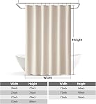 MIULEE Linen Rideau de douche avec 12 Crochets en métal Moderne Lavable Tissu beige Ensemble Rideau de douche imperméable Rideaux de douche neutre épais pour baignoire de salle de bains Lavable, W72*L72, Crème