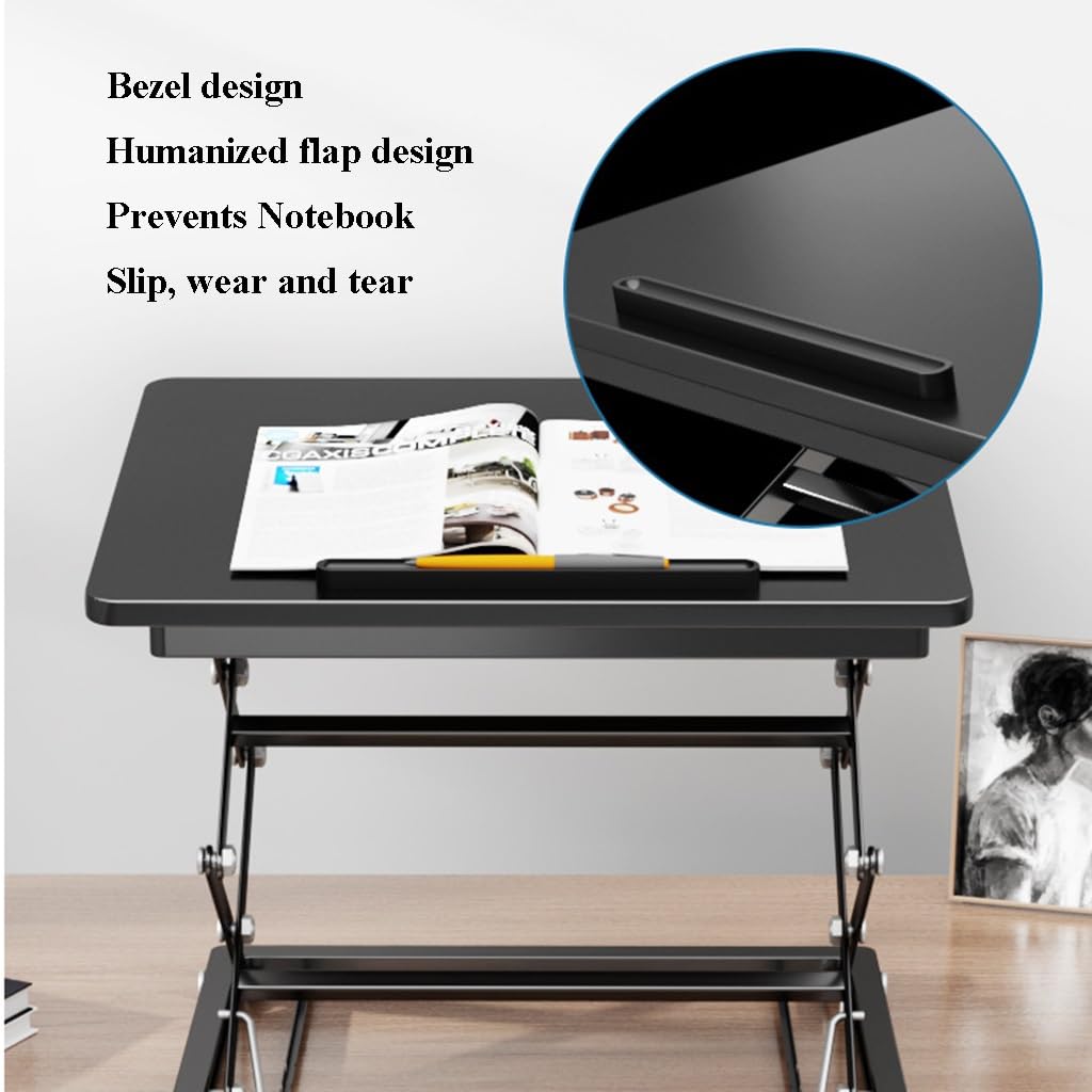 Convertitore da scrivania in Piedi Regolabile in Altezza, Rialzo ergonomico per sedersi e alzarsi, postazione di Lavoro per Monitor di Computer, per Ufficio Domestico (Black)