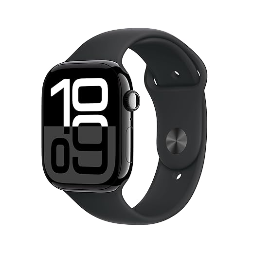 Apple Watch Series 10 GPS 46 mm Smartwatch con cassa in alluminio e cinturino Sport Loop Nero - M/L