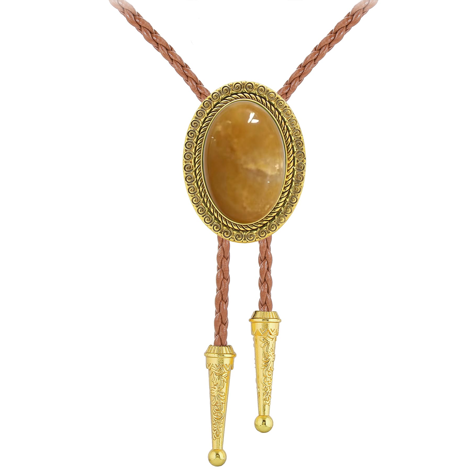 Jeilwiy Bolo Tie for Men Real Stone Westwern Cowboy Ties Silver Bolos Women Leather Necktie Gift for Birthday Christmas