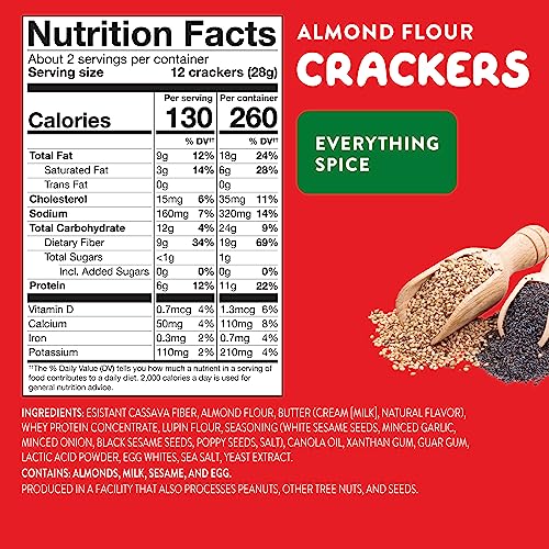Highkey Gluten Free Snacks Everything Bagel Seasoning Crackers -Keto Snack Everything Seasoning Almond Flour Cracker Low Carb Keto Chips Keto Food High Protein Snack Crackers Diet Friendly Food 6Pack #TOP5